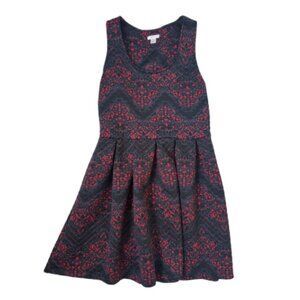 Funky Black and Red Patterned Dress with padded fabric